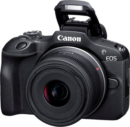 Canon EOS R100 4K Mirrorless Camera with RF-S 18-45mm F4.5-6.3 IS STM Lens – Black (Brand New)