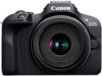 Canon EOS R100 4K Mirrorless Camera Double Zoom Lens Kit with RF-S 18-45mm & RF 75-300mm Lenses – Black (Brand New)