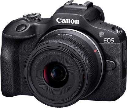 Canon EOS R100 4K Mirrorless Camera Double Zoom Lens Kit with RF-S 18-45mm & RF 75-300mm Lenses – Black (Brand New)