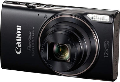 Canon PowerShot ELPH 360 HS 20.2MP 12x Optical Zoom Slim Compact Camera – Black (Brand New)