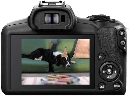 Canon EOS R100 4K Mirrorless Camera with RF-S 18-45mm F4.5-6.3 IS STM Lens – Black (Brand New)