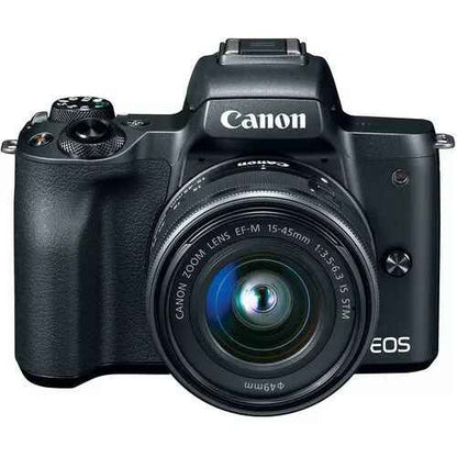 Canon EOS M50 24.1MP Mirrorless Camera with 15 - 45mm Lens - Black - digitalfocuspro