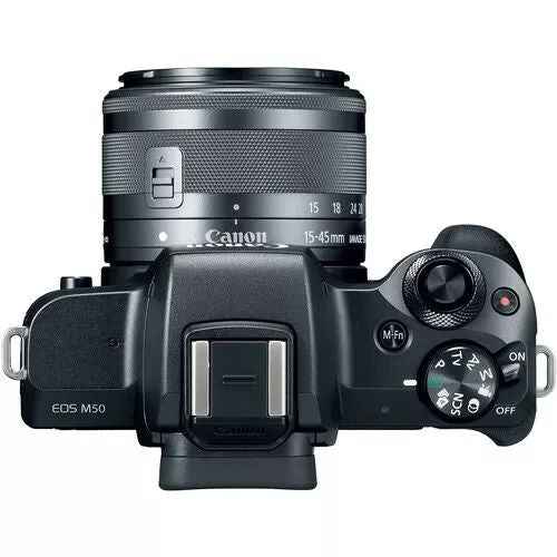 Canon EOS M50 24.1MP Mirrorless Camera with 15 - 45mm Lens - Black - digitalfocuspro