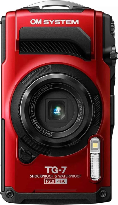 OM SYSTEM Tough TG - 7 12MP Waterproof Compact Camera - Red (4K) - digitalfocuspro