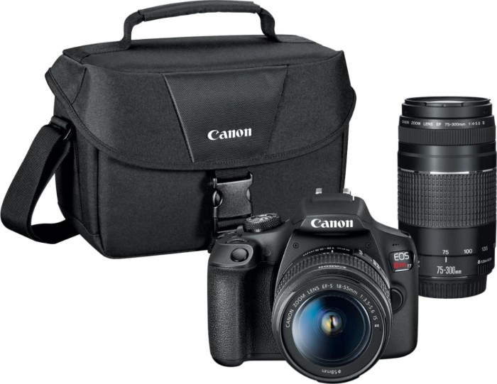 Picture of Canon EOS Rebel T7 DSLR Camera Two Lens Kit with EF-S 18-55mm & EF 75-300mm Lenses – Black (Brand New)